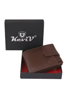 Keviv Men Textured Leather Two Fold Wallet