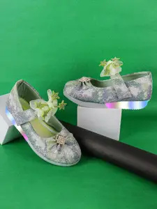 BAESD Girls Printed Anti Skid Bow Detailed LED Ballerinas