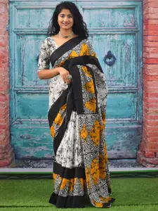 KIAARON Pure Cotton Block Print Saree
