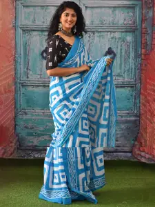 KIAARON Pure Cotton Block Print Saree
