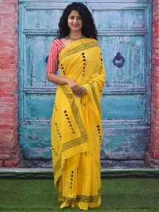 KIAARON Pure Cotton Block Geometric Printed Saree