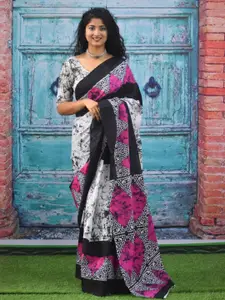KIAARON Pure Cotton Block Geometric Printed Saree