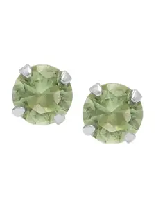 Abhooshan 925 Sterling Silver Cubic Zirconia-Studded Circular Studs Earrings
