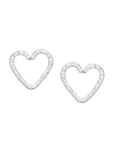 Abhooshan 92.5 Sterling Silver Heart Shaped Studs Earrings
