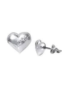 Abhooshan 92.5 Sterling Silver Heart Shaped Studs Earrings