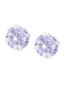Abhooshan 925 Sterling Silver Cubic Zirconia-Studded Contemporary Stud Earrings