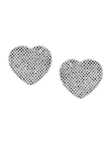Abhooshan 925 Sterling Silver Heart Shaped Studs Earrings