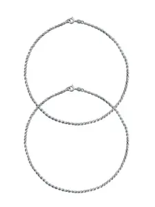 Abhooshan Set of 2 Silver Silver Anklets