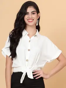 ANVI Be Yourself Classic Boxy Spread Collar Cotton Casual Shirt