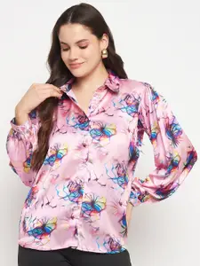 Urban Komfort Premium Floral Printed Satin Casual Shirt