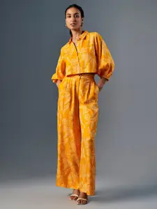 Global Desi Floral Printed Top & Palazzo