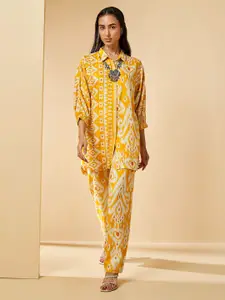 Global Desi Ethnic Motif Printed Top With Trouser