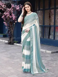 Satrani Striped Printed Georgette Saree