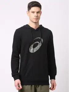 ASICS Big Spiral Logo Printed Hooded Pullover Sweatshirt