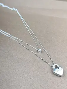 925 SILLER Rhodium-Plated Heart Shaped Pendants with Chains