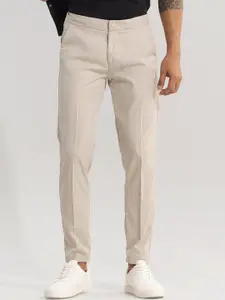 Snitch Men Smart Slim Fit Mid-Rise Trousers
