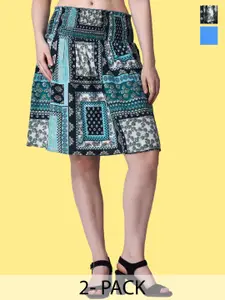 Popwings Pack Of 2 Printed Above Knee Length Skirts