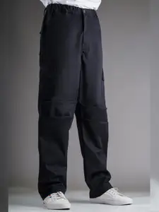 BAESD Men Relaxed Straight Leg High-Rise Easy Wash Pocket Detailing Cargos Trousers