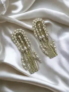 ISHKAARA Gold-Plated Contemporary Rhinestone Drop Earrings