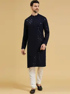 RAJUBHAI HARGOVINDAS Geometric Embroidered Chikankari Sequinned Kurta