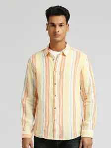 Pepe Jeans Vertical Striped Pure Linen Casual Shirt