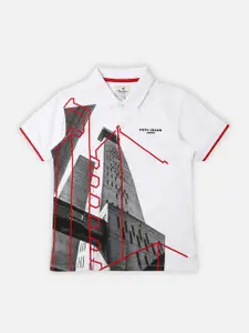 Pepe Jeans Boys Graphic Printed Polo Collar Pure Cotton T-shirt