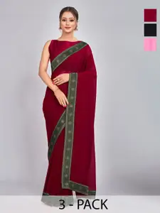 CastilloFab Selection Of 3 Pure Georgette Sarees