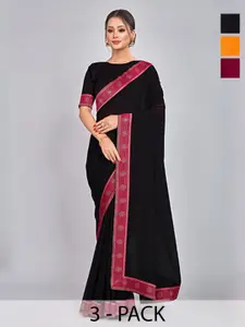 CastilloFab Selection Of 3 Pure Georgette Saree