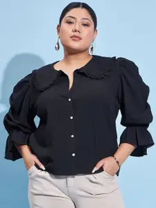 Athena Ample Plus Size Peter Pan Collar Bell Sleeve Shirt Style Top