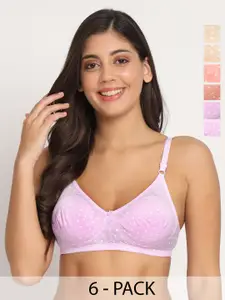 Docare Pack Of 3 Printed Full Coverage Non Padded Cotton Everyday Bra With All Day Comfort