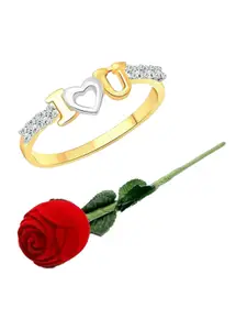 Vighnaharta Gold Plated Cubic Zirconia Finger Ring