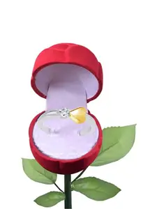 Vighnaharta Rhodium-Plated CZ-Studded Finger Ring With Rose Box