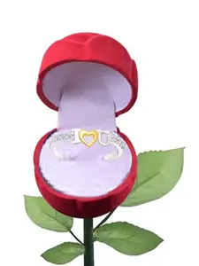 Vighnaharta Rhodium-Plated CZ-Studded Finger Ring With Rose Box