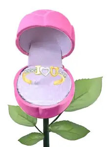 Vighnaharta Gold-Plated CZ-Studded Finger Ring With Rose Box