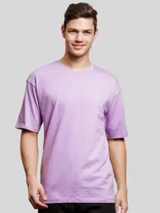 ADRO Round Neck Drop-Shoulder Sleeves Oversized Pure Cotton T-shirt