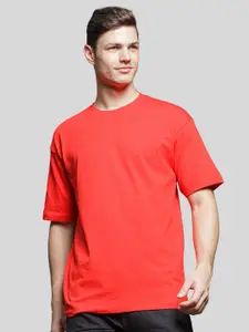 ADRO Round Neck Drop-Shoulder Sleeves Oversized Pure Cotton T-shirt