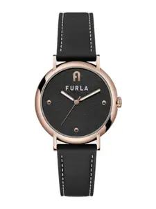 Furla Women Embellished Dial & Leather Straps Analogue Watch WW00023013L3