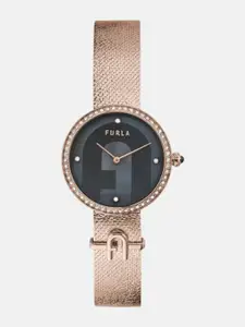 Furla Women Embellished Dial & Stainless Steel Straps Analogue Watch WW00022003L3