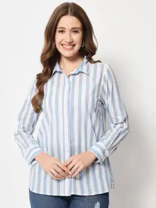 CHARMGAL Classic Regular Fit Striped Cotton Casual Shirt