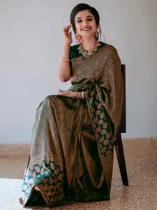 DIVASTRI Ethnic Motifs Woven Design Zari Pure Silk Kanjeevaram Saree