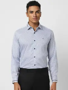 V Dot Micro Ditsy Printed Cotton Spread Collar Slim Fit Straight Formal Shirt