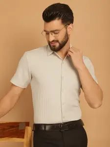 Indian Needle Grid Tattersall Checks Striped Spread Collar Wrinkle Free Formal Shirt