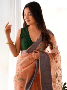 Saree mall Floral Embroidered Organza Sarees