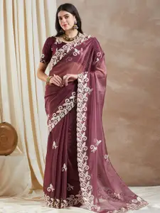 Saree mall Ethnic Motifs Embroidered Organza Saree