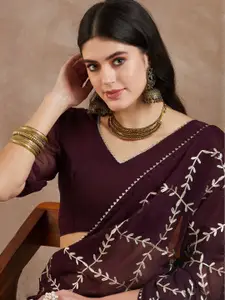 Saree mall Embellished Embroidered Poly Georgette Sarees