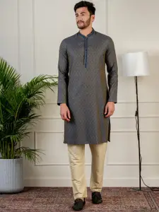 TheEthnic.Co Woven Design Regular Pure Cotton Kurta with Trouser