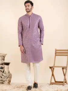 TheEthnic.Co Ethnic Motifs Embroidered Sequinned Kurta With Trousers