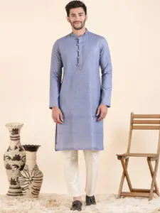 TheEthnic.Co Geometric Embroidered Thread Work Pure Cotton Straight Kurta with Trousers
