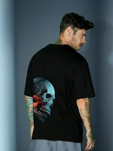 Elibolz Printed Oversized Cotton Drop-Shoulder Sleeves T-shirt