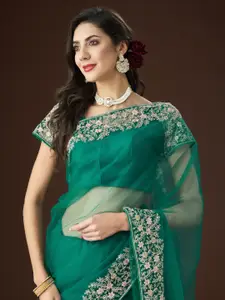 kasee Floral Embroidered Net Saree
